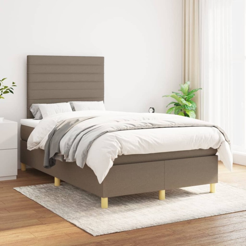 vidaXL Cama box spring con colchón tela gris taupe 120x200 cm vidaXL Cama box spring con colchón tela gris taupe 120x200 cm