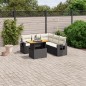 vidaXL Set de sofás de jardín 6 piezas y cojines ratán sintético negro vidaXL Set de sofás de jardín 6 piezas y cojines ratán sintético negro
