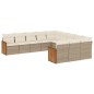 vidaXL Set de sofás de jardín 11pzas con cojines ratán sintético beige vidaXL Set de sofás de jardín 11pzas con cojines ratán sintético beige