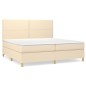 vidaXL Cama box spring con colchón tela color crema 200x200 cm