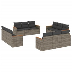 vidaXL Set de sofás de jardín 12 pzas con cojines ratán sintético gris