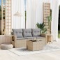 vidaXL Juego de sofás jardín con cojines 4 pzas ratán sintético beige vidaXL Juego de sofás jardín con cojines 4 pzas ratán sintético beige