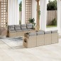 vidaXL Set de sofás de jardín 9 pzas con cojines ratán sintético beige vidaXL Set de sofás de jardín 9 pzas con cojines ratán sintético beige