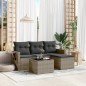 vidaXL Set de sofás de jardín 4 pzas y cojines ratán sintético gris vidaXL Set de sofás de jardín 4 pzas y cojines ratán sintético gris