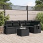 vidaXL Set de sofás de jardín 6 piezas y cojines ratán sintético negro vidaXL Set de sofás de jardín 6 piezas y cojines ratán sintético negro