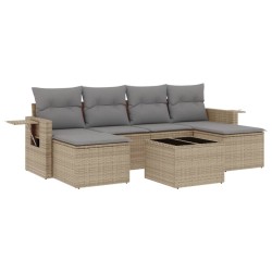 vidaXL Set sofás de jardín 7 piezas y cojines ratán sintético beige