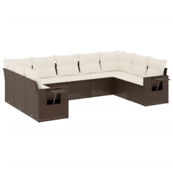 vidaXL Set de sofás de jardín 9 pzas y cojines ratán sintético marrón