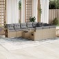 vidaXL Set de sofás de jardín 11pzas con cojines ratán sintético beige vidaXL Set de sofás de jardín 11pzas con cojines ratán sintético beige