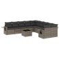vidaXL Set de sofás de jardín 11 pzas y cojines ratán sintético gris vidaXL Set de sofás de jardín 11 pzas y cojines ratán sintético gris