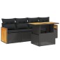 vidaXL Set de muebles de jardín 5 pzas y cojines ratán sintético negro vidaXL Set de muebles de jardín 5 pzas y cojines ratán sintético negro