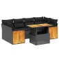 vidaXL Set de comedor de jardín 7 pzas y cojines ratán sintético negro vidaXL Set de comedor de jardín 7 pzas y cojines ratán sintético negro