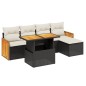 vidaXL Set de sofás de jardín 6 piezas y cojines ratán sintético negro vidaXL Set de sofás de jardín 6 piezas y cojines ratán sintético negro
