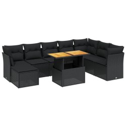 vidaXL Set de sofás de jardín 8 piezas y cojines ratán sintético negro