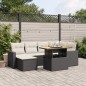 vidaXL Set de comedor de jardín 7 pzas y cojines ratán sintético negro vidaXL Set de comedor de jardín 7 pzas y cojines ratán sintético negro