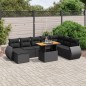 vidaXL Set de sofás de jardín 8 piezas y cojines ratán sintético negro vidaXL Set de sofás de jardín 8 piezas y cojines ratán sintético negro