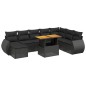vidaXL Set de sofás de jardín 8 piezas y cojines ratán sintético negro vidaXL Set de sofás de jardín 8 piezas y cojines ratán sintético negro