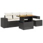 vidaXL Set de sofás de jardín 6 piezas y cojines ratán sintético negro vidaXL Set de sofás de jardín 6 piezas y cojines ratán sintético negro