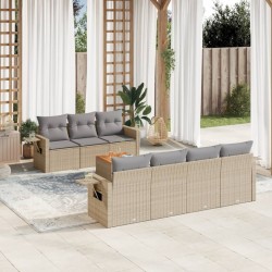 vidaXL Juego de sofás de jardín con cojines beige 8 pzas ratán PE