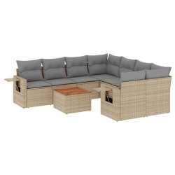 vidaXL Set de sofás de jardín 9 pzas con cojines ratán sintético beige