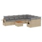 vidaXL Juego de sofás jardín con cojines beige 10 pzas ratán sintético vidaXL Juego de sofás jardín con cojines beige 10 pzas ratán sintético