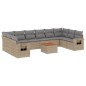vidaXL Set de sofás de jardín 11pzas con cojines ratán sintético beige vidaXL Set de sofás de jardín 11pzas con cojines ratán sintético beige