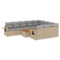 vidaXL Set de sofás de jardín 11pzas con cojines ratán sintético beige