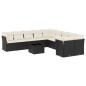 vidaXL Set de sofás de jardín 11 pzas y cojines ratán sintético negro vidaXL Set de sofás de jardín 11 pzas y cojines ratán sintético negro