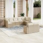 vidaXL Set de sofás de jardín 9 pzas con cojines ratán sintético beige vidaXL Set de sofás de jardín 9 pzas con cojines ratán sintético beige