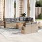 vidaXL Set de sofás de jardín 9 pzas con cojines ratán sintético beige vidaXL Set de sofás de jardín 9 pzas con cojines ratán sintético beige