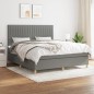 vidaXL Cama box spring con colchón tela gris oscuro 180x200 cm