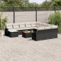 vidaXL Set de sofás de jardín y cojines 13 pzas ratán sintético negro