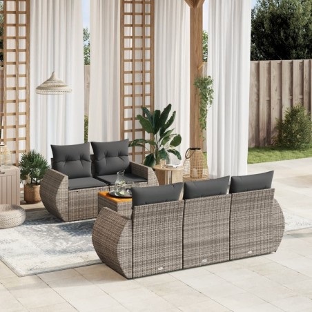 vidaXL Set de muebles de jardín 6 pzas y cojines ratán sintético gris