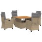 vidaXL Set comedor de jardín 5 pzas con cojines ratán sintético beige vidaXL Set comedor de jardín 5 pzas con cojines ratán sintético beige