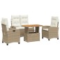 vidaXL Set de comedor jardín con cojines 4 pzas ratán sintético beige vidaXL Set de comedor jardín con cojines 4 pzas ratán sintético beige