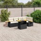 vidaXL Set de sofás de jardín 6 piezas y cojines ratán sintético negro vidaXL Set de sofás de jardín 6 piezas y cojines ratán sintético negro