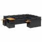 vidaXL Set de sofás de jardín 10 pzas cojines ratán sintético negro vidaXL Set de sofás de jardín 10 pzas cojines ratán sintético negro