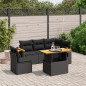 vidaXL Set de sofás de jardín 6 piezas y cojines ratán sintético negro vidaXL Set de sofás de jardín 6 piezas y cojines ratán sintético negro