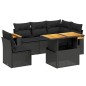 vidaXL Set de sofás de jardín 6 piezas y cojines ratán sintético negro vidaXL Set de sofás de jardín 6 piezas y cojines ratán sintético negro