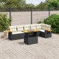 vidaXL Set de comedor de jardín 7 pzas y cojines ratán sintético negro vidaXL Set de comedor de jardín 7 pzas y cojines ratán sintético negro