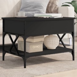 vidaXL Mesa de centro madera de ingeniería y metal negro 70x50x50 cm