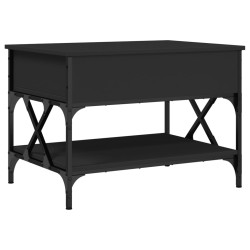 vidaXL Mesa de centro madera de ingeniería y metal negro 70x50x50 cm