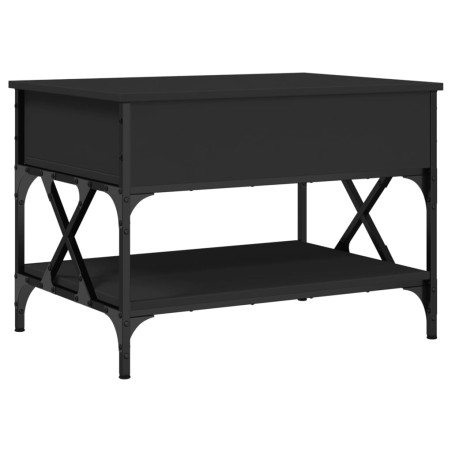 vidaXL Mesa de centro madera de ingeniería y metal negro 70x50x50 cm