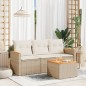 vidaXL Juego de sofás jardín con cojines 4 pzas ratán sintético beige