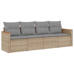 vidaXL Juego de sofás jardín con cojines beige mezcla 4 pzas ratán PE