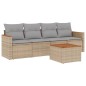 vidaXL Juego de sofás jardín con cojines beige mezcla 5 pzas ratán PE vidaXL Juego de sofás jardín con cojines beige mezcla 5 pzas ratán PE