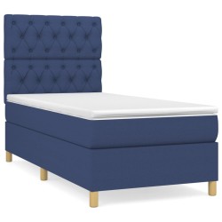 vidaXL Cama box spring con colchón tela azul 80x200 cm