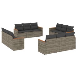 vidaXL Set de sofás de jardín 12 pzas con cojines ratán sintético gris