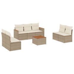 vidaXL Juego de sofás de jardín con cojines beige 8 pzas ratán PE