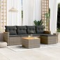 vidaXL Set de muebles de jardín 6 pzas y cojines ratán sintético gris vidaXL Set de muebles de jardín 6 pzas y cojines ratán sintético gris