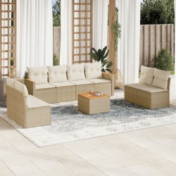 vidaXL Set de sofás de jardín 9 pzas con cojines ratán sintético beige